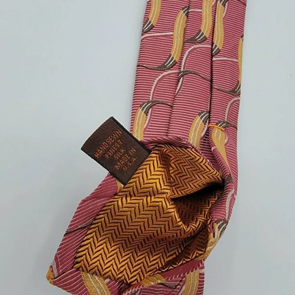 Mens Chelsea Robert Talbot Necktie pink, red Silk Tie size 60x 4
